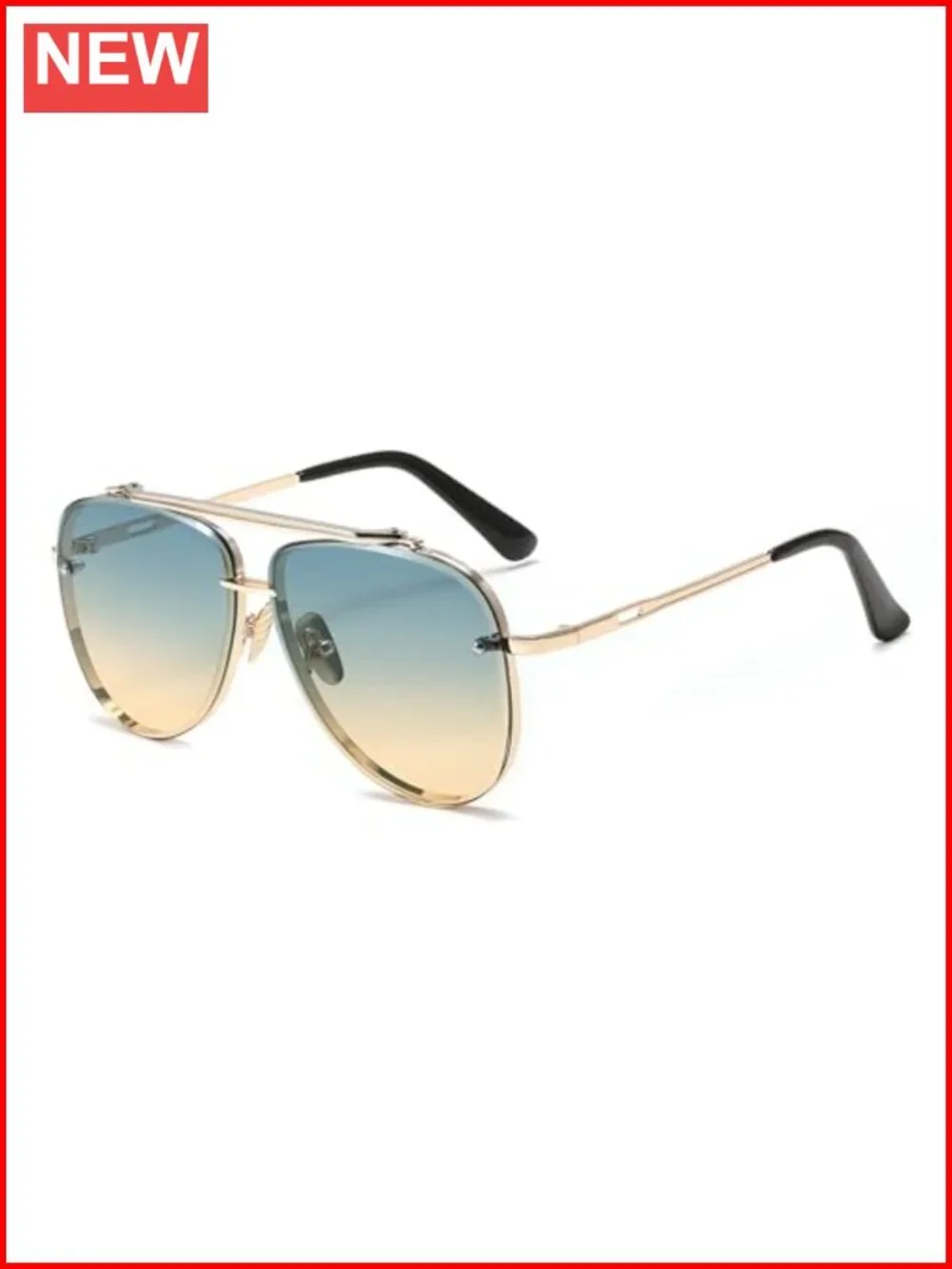 Oversized Aviator Sunglasses Metal Frame Gradient Lenses UV Protection